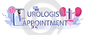 Urologist appointment typographic header. Idea of kidney and bladder