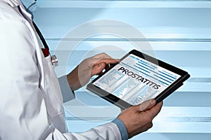 Urologist with a prostatitis diagnosis in digital medical report