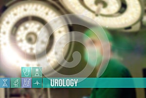 Urology medical concept image with icons and doctors on background