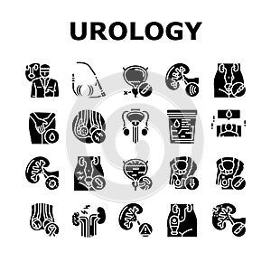 urology prostate urinary kidney icons set vector