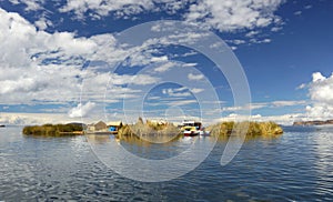 Uros floating island. Lake Titicaca, Puno, Peru