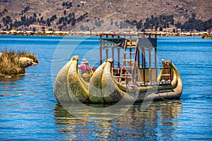 Uros floating islands of lake Titicaca, Peru, South America