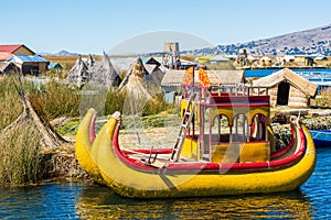 Uros floating Islands peruvian Andes Puno Peru