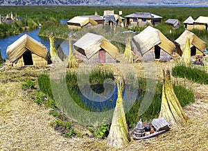 Uros floating islands in Puno, Peru