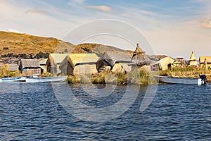 Uros Floating islands in Titikaka lake, in peru