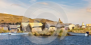 Uros Floating islands in Titikaka lake, in peru photo