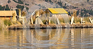 Uros Floating islands in Titikaka lake, in peru photo