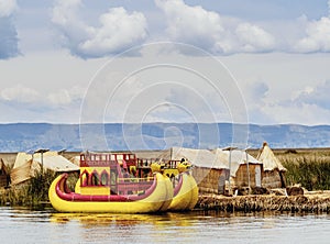 Uros Islands on Lake Titicaca in Peru