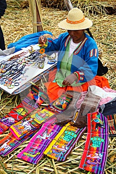 Uros native woman, Peru