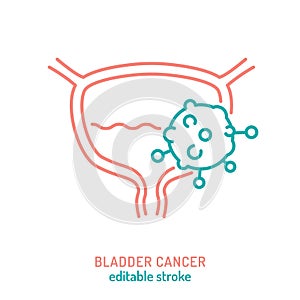 Urothelial carcinoma outline icon. Urinary bladder cancer sign. photo