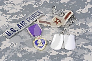 Urple Heart award on US AIR FORCE uniform