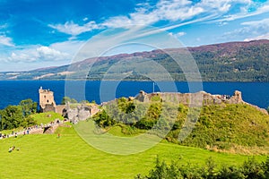 Urquhart Castle along Loch Ness lake