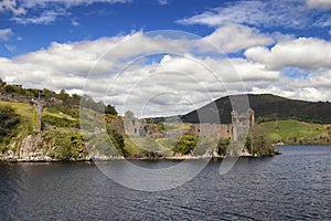 Urquhart Castle on the banks of Loch Ness in the Scottish Highlands