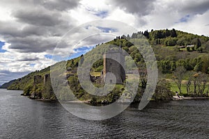 Urquhart Castle on the banks of Loch Ness in the Scottish Highlands
