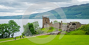 Urquhart Castle on Loch Ness in the scottish highlands.