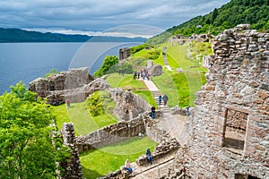 Urquhart Castle on Loch Ness in the scottish highlands.