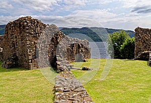 Urquhart Castle on the shore of Loch Ness