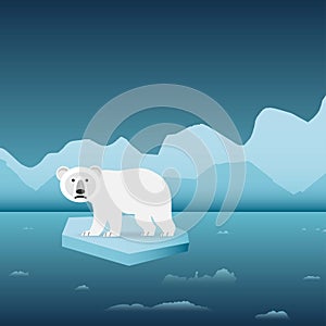 Polar bear alone on an iceberg