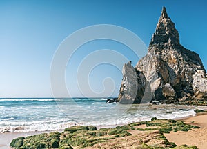 Ursa beach Praia da Ursa in portuguese near Cabo da Roca at sunset. Sintra