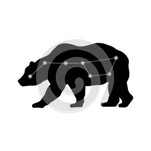 Ursa major constellation on the background vector isolated illustration bear
