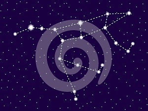 Ursa Major constellation. Starry night sky. Space objects, galaxy. Vector