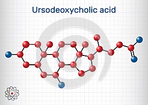 Ursodeoxycholic acid, ursodiol, UDCA molecule. It is used as cholagogue and choleretic in the treatment of cholelithiasis, biliary photo