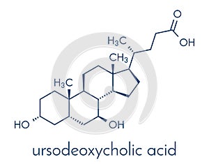Ursodiol ursodeoxycholic acid, UDCA gallstone treatment drug molecule. Skeletal formula. photo