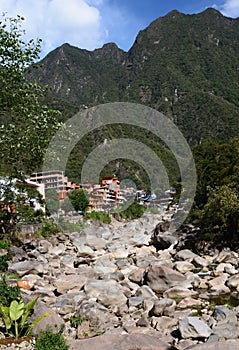 Urubamba or Willkanuta river near Machu Picchu pueblo. Peru