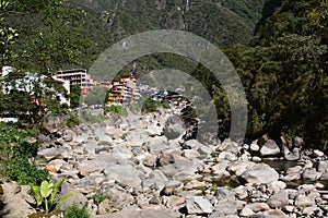 Urubamba or Willkanuta river near Machu Picchu pueblo. Peru photo