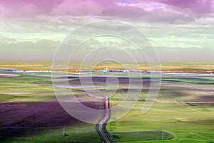 UrueÃÂ±a fields at sunset