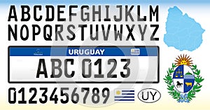 Uruguay car license plate, South AÃ¬merica
