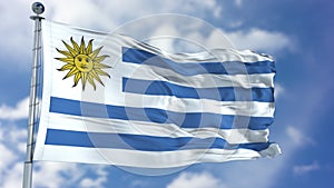 Uruguay Flag in a Blue Sky photo