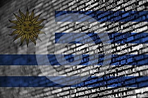 Uruguay flag is depicted on the screen with the program code. The concept of modern technology and site development