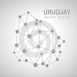 Uruguay grey vector dot outline triangle map