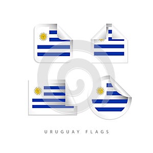 Uruguay Label Flags Vector Template Design
