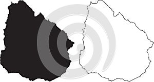 Uruguay Map. Black silhouette country map isolated on white background. Black outline on white background. Vector based