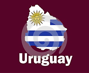 Uruguay Map Flag With Names Symbol Design Latin America football Final Vector