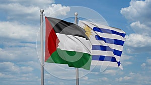 Uruguay and Palestine two flags