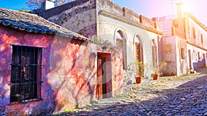 Streets of Colonia Del Sacramento in historic center Barrio Historico photo