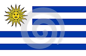 Uruguayan flag on fabric surface. Oriental Republic of Uruguay