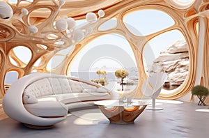 ?urved futuristic interior. Modern design apartment
