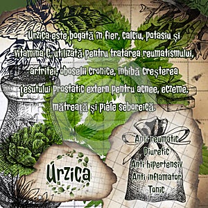 URZICA vintage herbalist notebook with herbs benefits