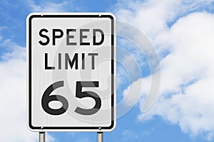 US 65 mph Speed Limit sign