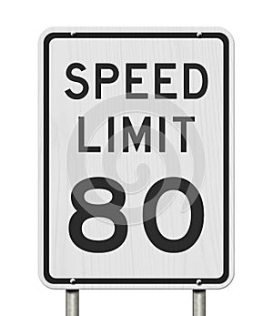 US 80 mph Speed Limit sign