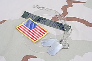 US AIR FORCE branch tape with dog tgags