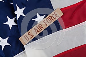 US AIR FORCE branch tape on USA national flag