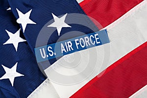 US AIR FORCE branch tape on USA national flag