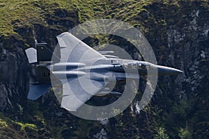 F-15E Strike Eagle flying through the Mach Loop