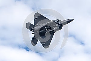 US Air Force fighter jet performing aerial stunts during an air show in Rome Georgia