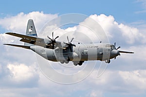 US Air Force Lockheed C-130 Hercules military transport plane from the Texas Air Guard arriving at Wunstorf Air Base. Wunstorf,